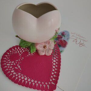 Hand Made Ceramic Heart Vase Floral Design